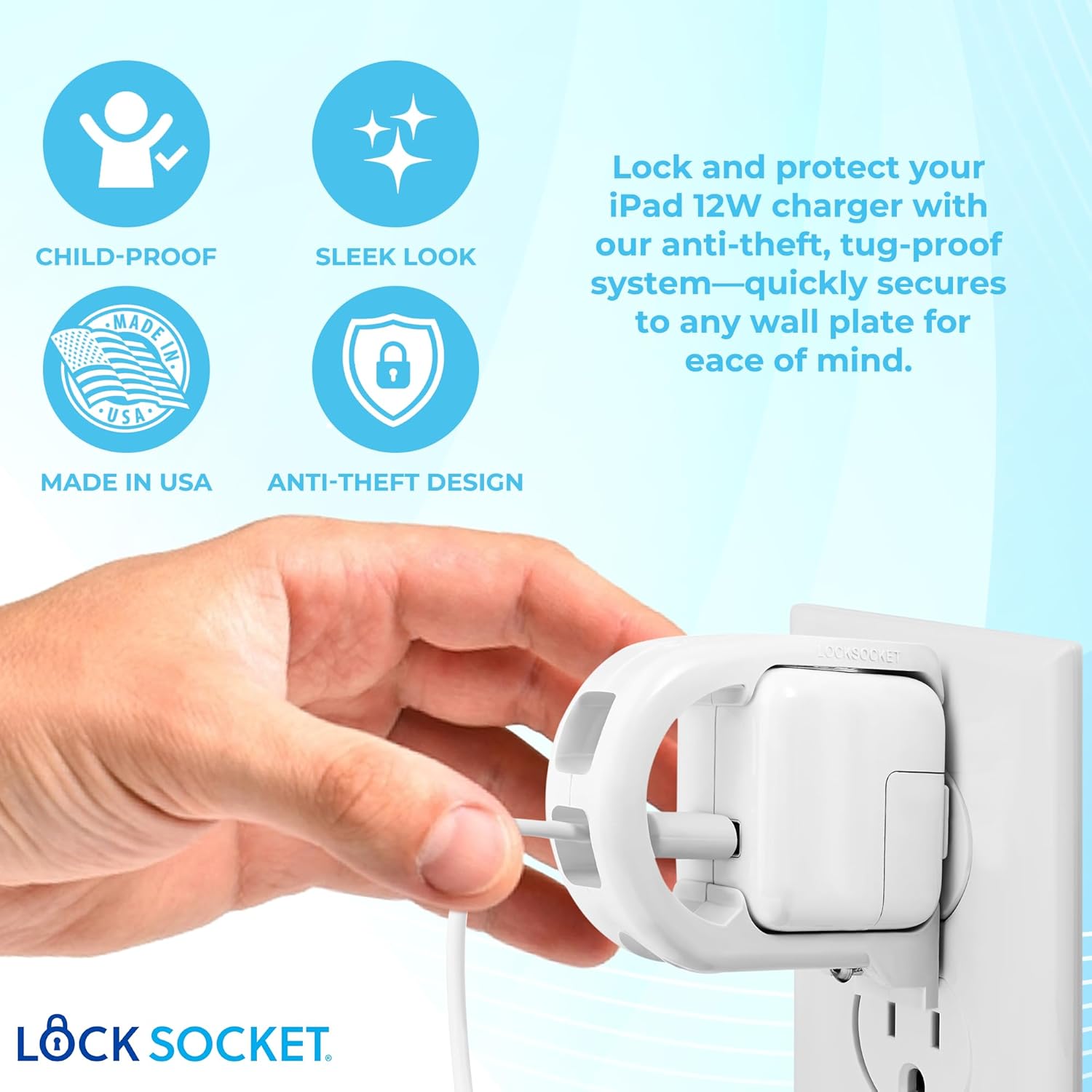 iPad 12W Power Adapter Charger Lock – LockSocket®