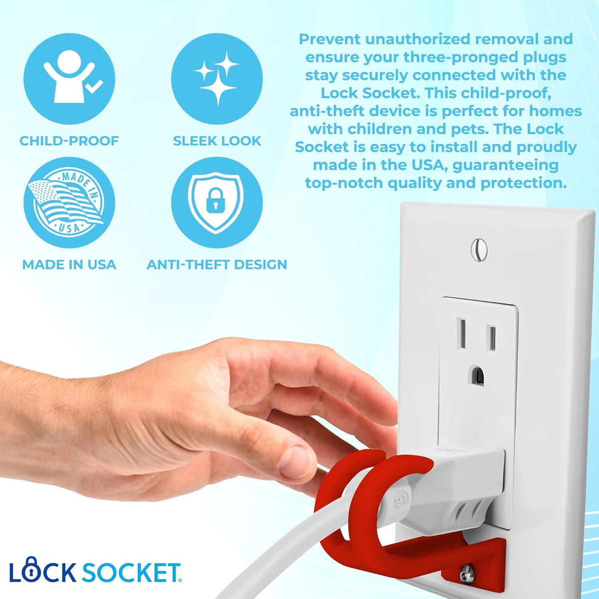 Standard 3 Pronged Outlet Lock Type B – LockSocket® – Lock Socket