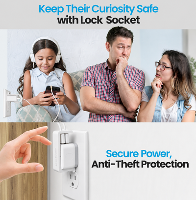 Locksocket Charger Lock for Ailkin Dual 90 degree USB chargers