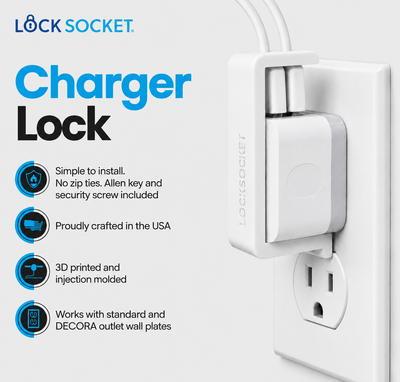 Locksocket Charger Lock for Ailkin Dual 90 degree USB chargers